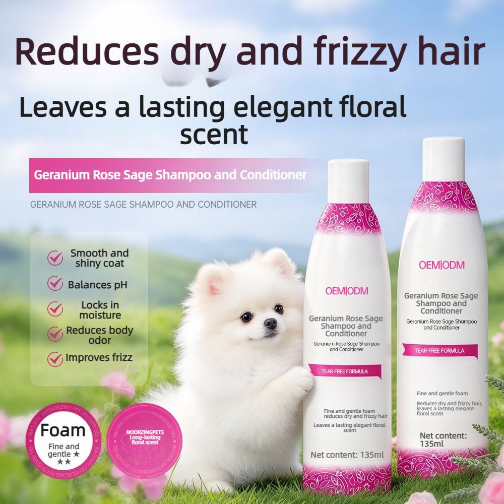 Geranium Rose Sage Pet Shampoo Conditioner OEM ODM